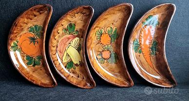 Set di 4 piatti artistici in ceramica mezzaluna