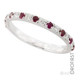 Anello veretta con rubini e diamanti