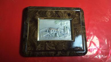Quadro Vintage in Radica e Lastra Argento 925 - 