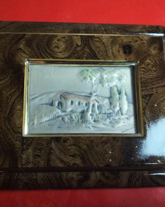 Quadro Vintage in Radica e Lastra Argento 925 - 