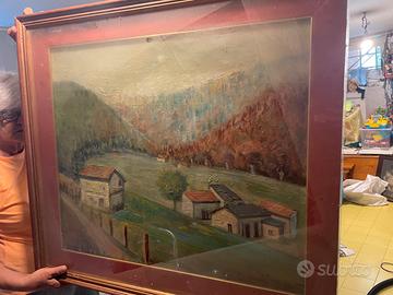 Dipinto ad olio con cornce - paesaggio con casolar