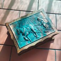 Grande scatola in legno di noce e rame '900