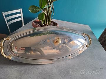 vassoio porta pietanze ovale acciaio Inox 18/10