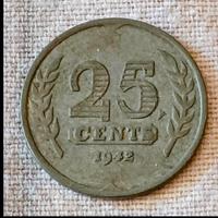 Moneta da 25 centesimi del 1942 Olanda Netherlands