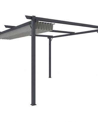 GAZEBO PERGOLA 3X4 IN ACCIAIO CON TELO GRIGIO