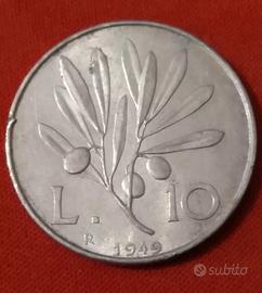 Moneta 10 Lire 1949/Ulivo Pegaso/Repubblica Italia