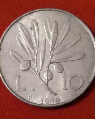 Moneta 10 Lire 1949/Ulivo Pegaso/Repubblica Italia