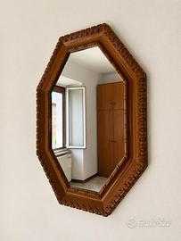Specchio ottagonale intagliato vintage