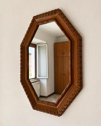 Specchio ottagonale intagliato vintage