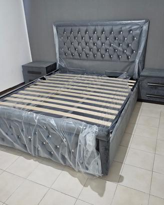 LETTO MATRIMONIALE CON CONTENITORE IN VELLUTO