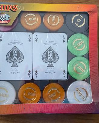 Set carte da gioco + fiches in Lire. Italocremona