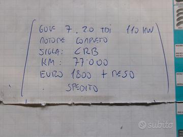 Motore completo golf 7 2.0 tdi crb