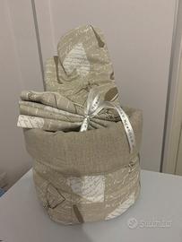 Set cestino in stoffa, guanto forno e strofinaccio