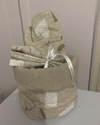 Set cestino in stoffa, guanto forno e strofinaccio