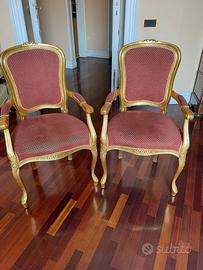 2 Poltroncine in legno oro | Stile Barocco