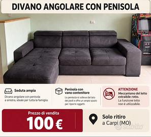 Divano con penisola e contenitore