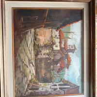 Dipinto olio su tela con paesaggio