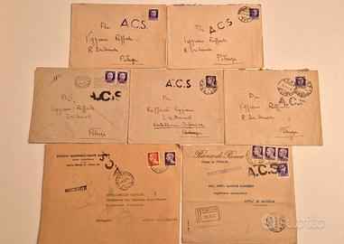 Francobolli regno su 7 Buste Verificate A.C.S.