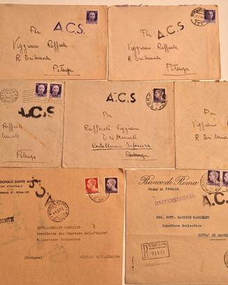 Francobolli regno su 7 Buste Verificate A.C.S.