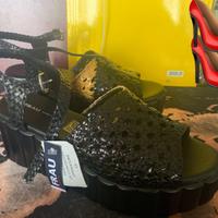 Frau zeppe nuove n. 38 pelle nera intrecciata