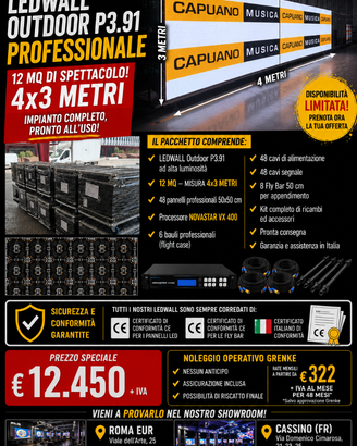 LEDWALL12 MQ P. 3.91 OUTDOOR PANNELLI 50X50