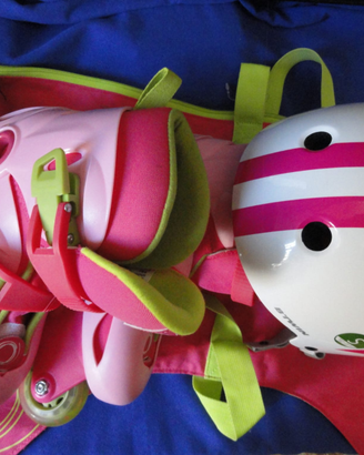 Roller Oxelo Play3Pink e Casco Btwin Teen500