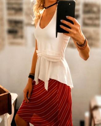 Top bianco scollo halter elasticizzato stile Y2K S