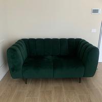 Divano 2 posti in tessuto verde scuro Shel