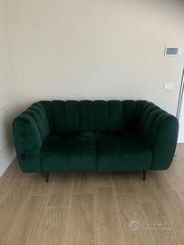 Divano 2 posti in tessuto verde scuro Shel