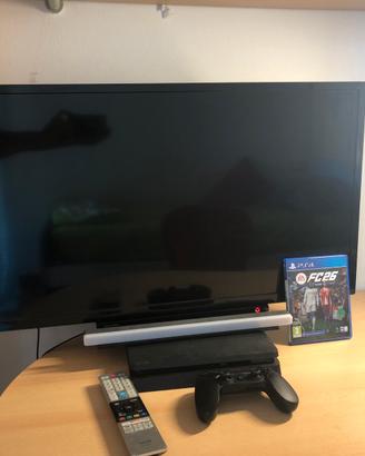 playstation 4 slim + fc 26 + tv toshiba + joynpad