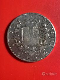 Moneta 5 Lire 1870 M Vittorio Emanuele II Argento