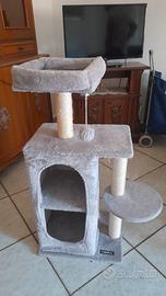 Albero per gatti con due grotte e tira graffi