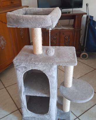 Albero per gatti con due grotte e tira graffi