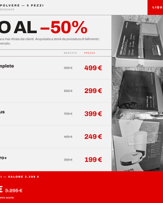 Robot aspirapolvere NUOVI sigillati -50% stock