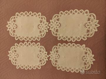 4 Centrotavola Ricamo Intaglio Cotone vintage 