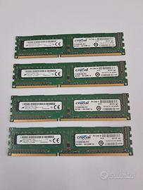 4 banchi di memoria 4GB DDR3 - 1600  UDIMM 