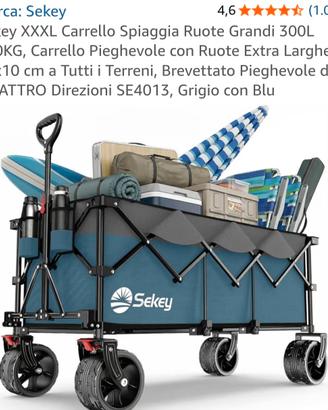 Carrello da spiaggia pieghevole Sekey XXL. Nuovo m