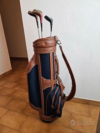 borsa in pelle vintage + mazze da golf