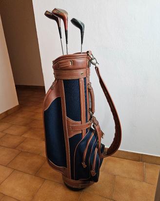borsa in pelle vintage + mazze da golf