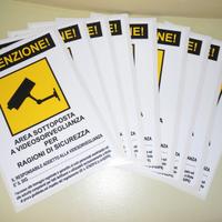 Cartello VIDEOSORVEGLIANZA Adesivo 9 Pezzi, NUOVI!