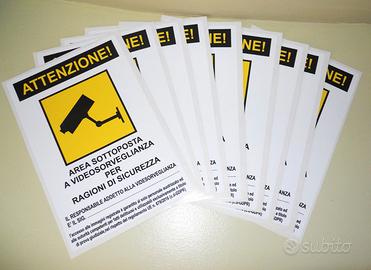 Cartello VIDEOSORVEGLIANZA Adesivo 9 Pezzi, NUOVI!