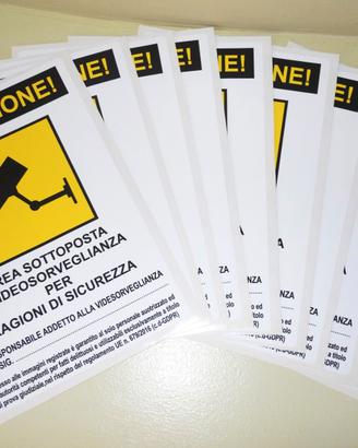 Cartello VIDEOSORVEGLIANZA Adesivo 9 Pezzi, NUOVI!