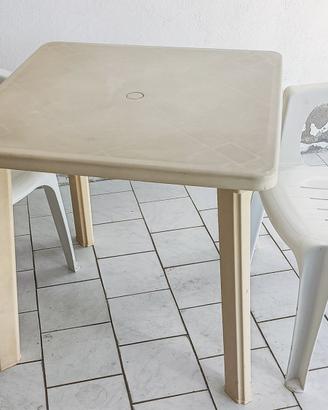 Tavolo + 2 sedie da esterno in plastica