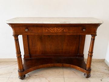 Consolle in noce con piano in marmo – stile Impero