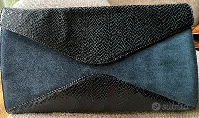 Pochette Vintage blu notte con catena dorata