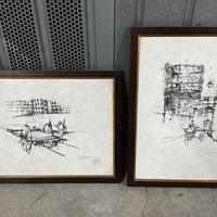 Coppia di incisioni Vespignani 1963