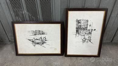 Coppia di incisioni Vespignani 1963