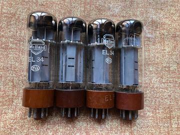 4 Valvole Mullard Philips EL34 6CA7 Doppio Getter