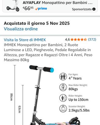 monopattino nuovo + 4 Anni 