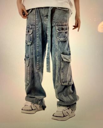 Jeans da ragazzo/uomo loose fit baggy jeans hiphop